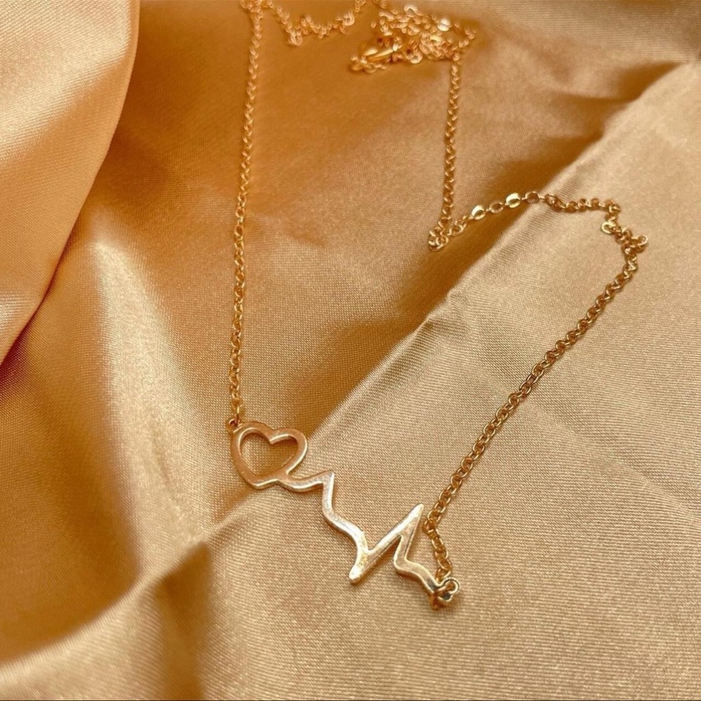 Rose Gold Stainless Steel EKG Necklace